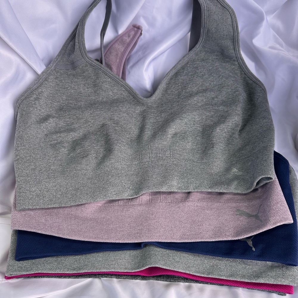 Puma Gray and Pink Sports Bras with Medium Support Bundle of 6